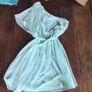 Express one shoulder turquoise dress